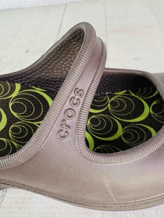 Crocs Women FRANCES Brown Slip On Wedge Closed Toe Mary Jane Comfort Shoes Sz 8 - Picture 12 of 16